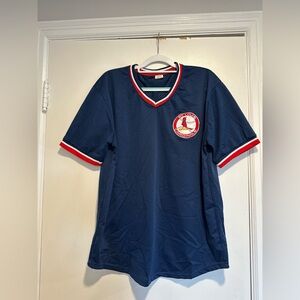 VTG  90s St. Louis Cardinals Sz: XL navy blue mesh baseball jersey logo patch.